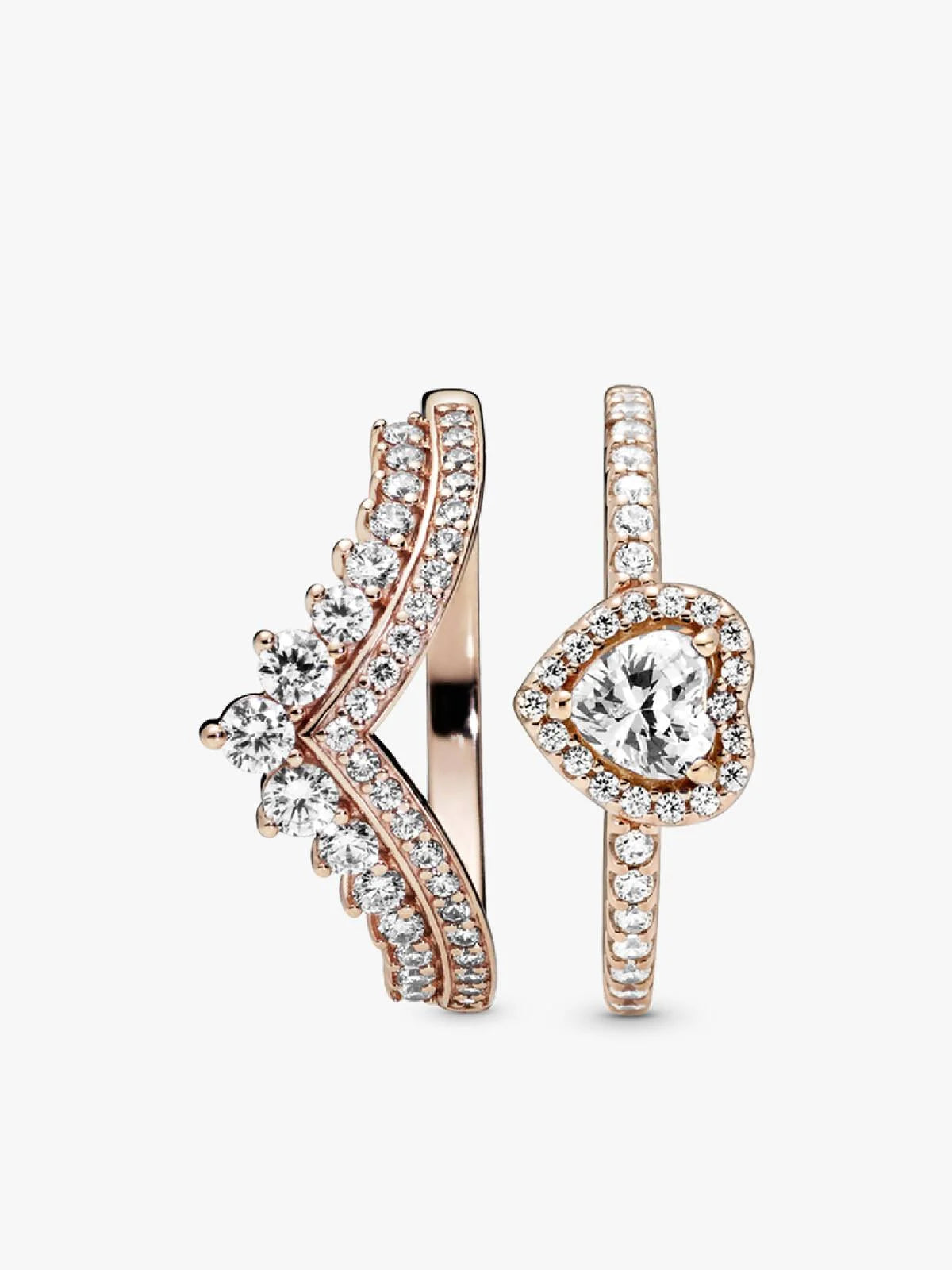 Heart of Rose Princess Wishbone Stacking Ring Set