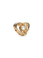 Openwork Swirling Heart & Treated Freshwater Cultured Pearl Charm