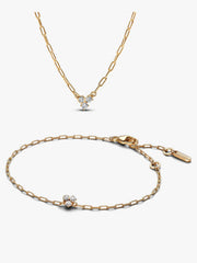 Lab-Grown Diamond Cluster Paperclip Necklace & Bracelet Set