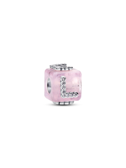 Pink Murano Glass Love Cube Charm