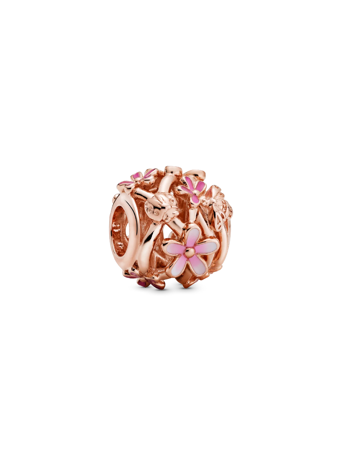 Openwork Pink Daisy Flower Charm