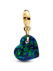 FINAL SALE - Opalescent Green Heart Dangle Charm