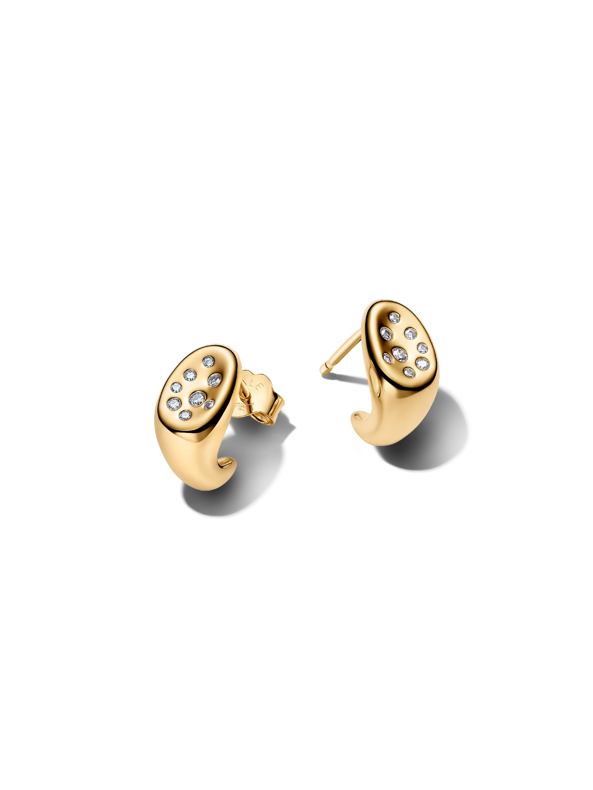 Organically Shaped Stone-Set Stud Earrings