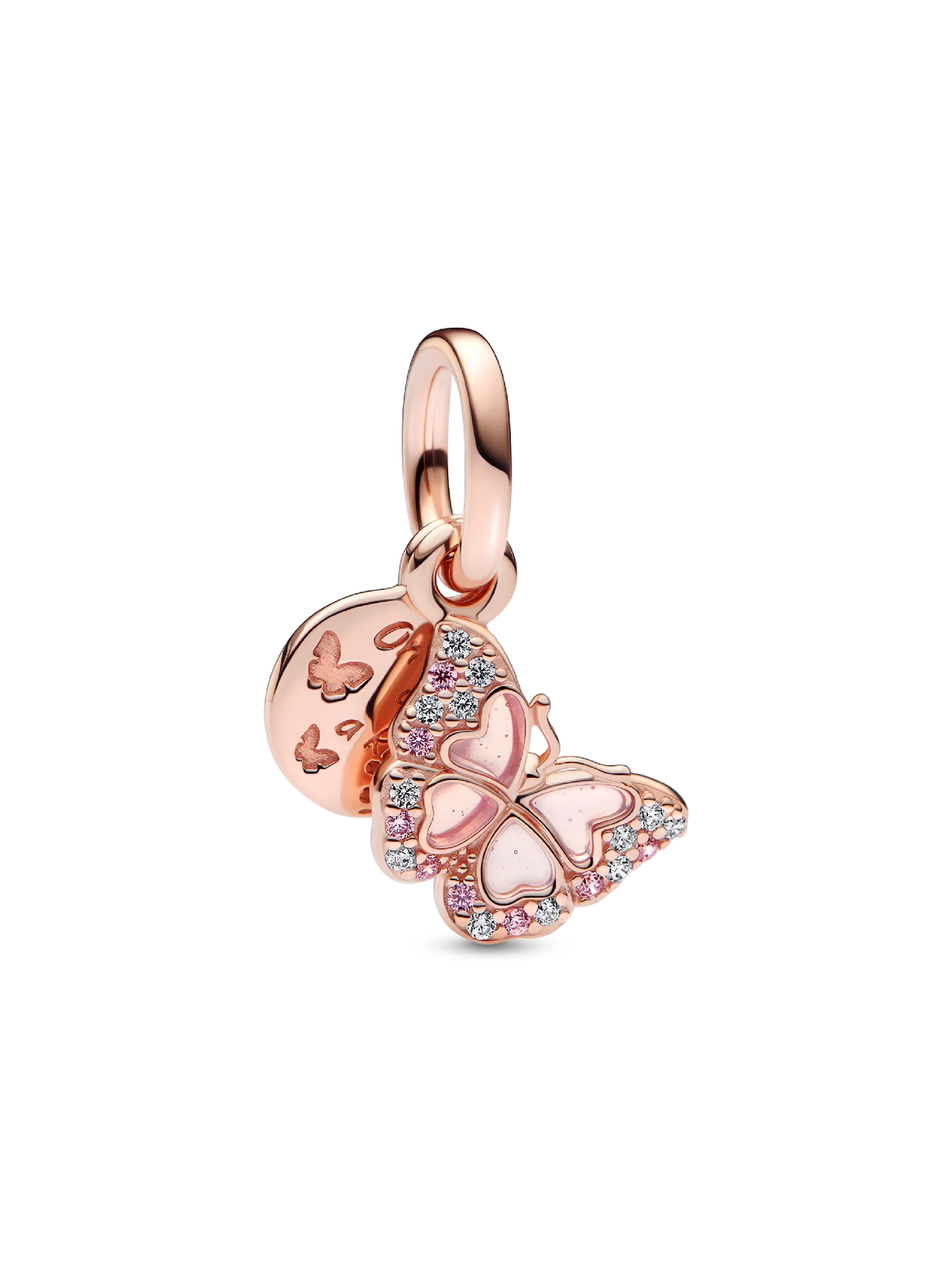 Pink Butterfly & Quote Double Dangle Charm
