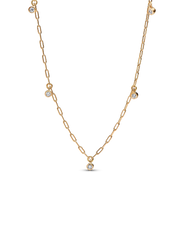 Pandora Era Bezel Lab-Grown Diamond Dangle Station Paperclip Chain Necklace