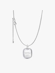 Engravable Sparkling Square Tag Pendant Necklace