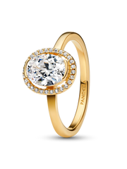 Oval Sparkling Halo Statement Ring
