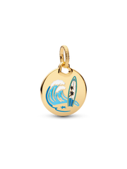 Surfing Round Tag Dangle Charm