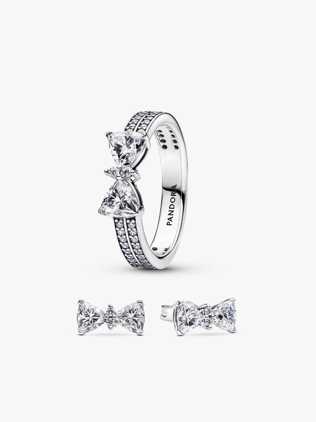 Sparkling Bow Double Row Ring Set
