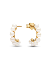 FINAL SALE - Treated Freshwater Cultured Pearls Open Hoop Earrings