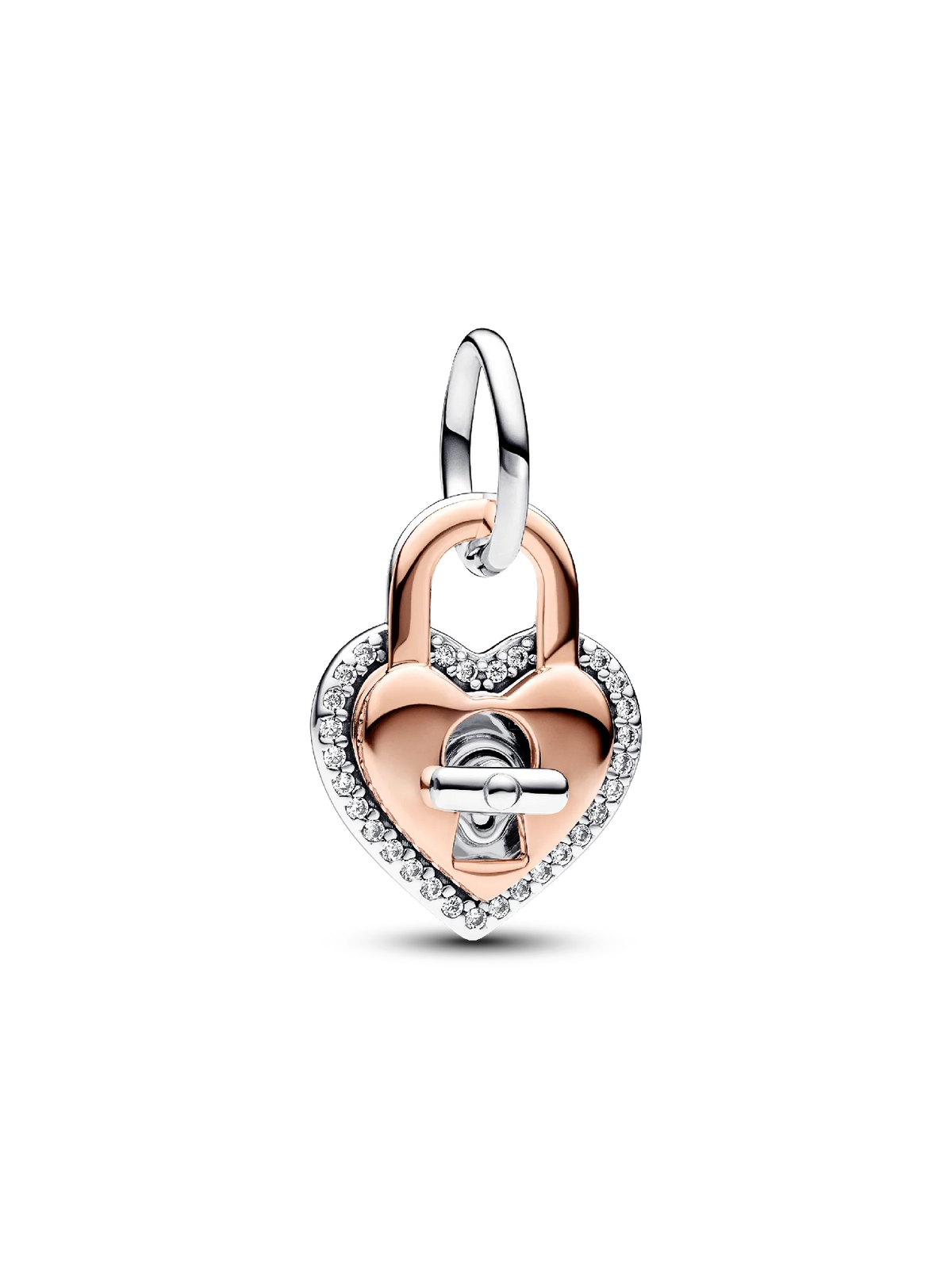 Two-tone Twistable Heart Padlock Double Dangle Charm
