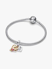 Engravable Heart & Arrow Double Dangle Charm