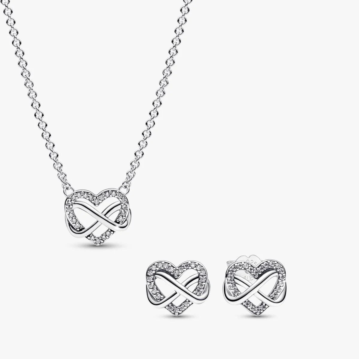 Sparkling Infinity Heart Necklace Set
