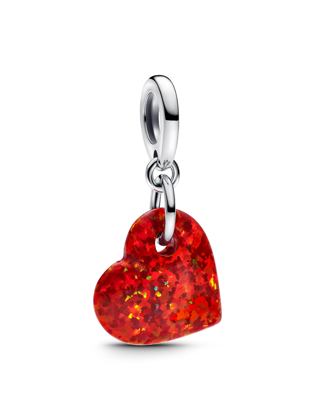 Opalescent Red Heart Dangle Charm