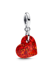 Opalescent Red Heart Dangle Charm