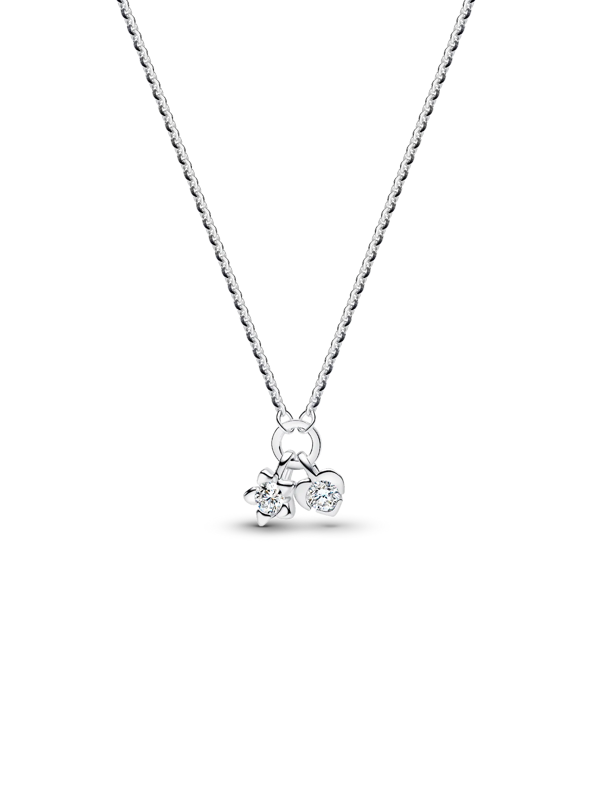 Pandora Talisman Sterling Silver Lab-Grown Diamond Heart & Star Dangle Pendant Necklace