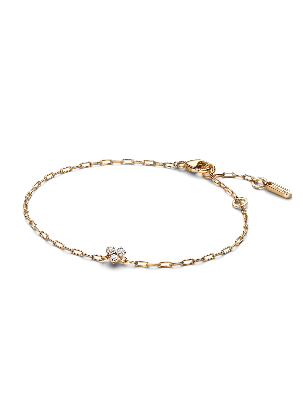 Pandora Era Bezel Lab-Grown Diamond Cluster Paperclip Chain Bracelet