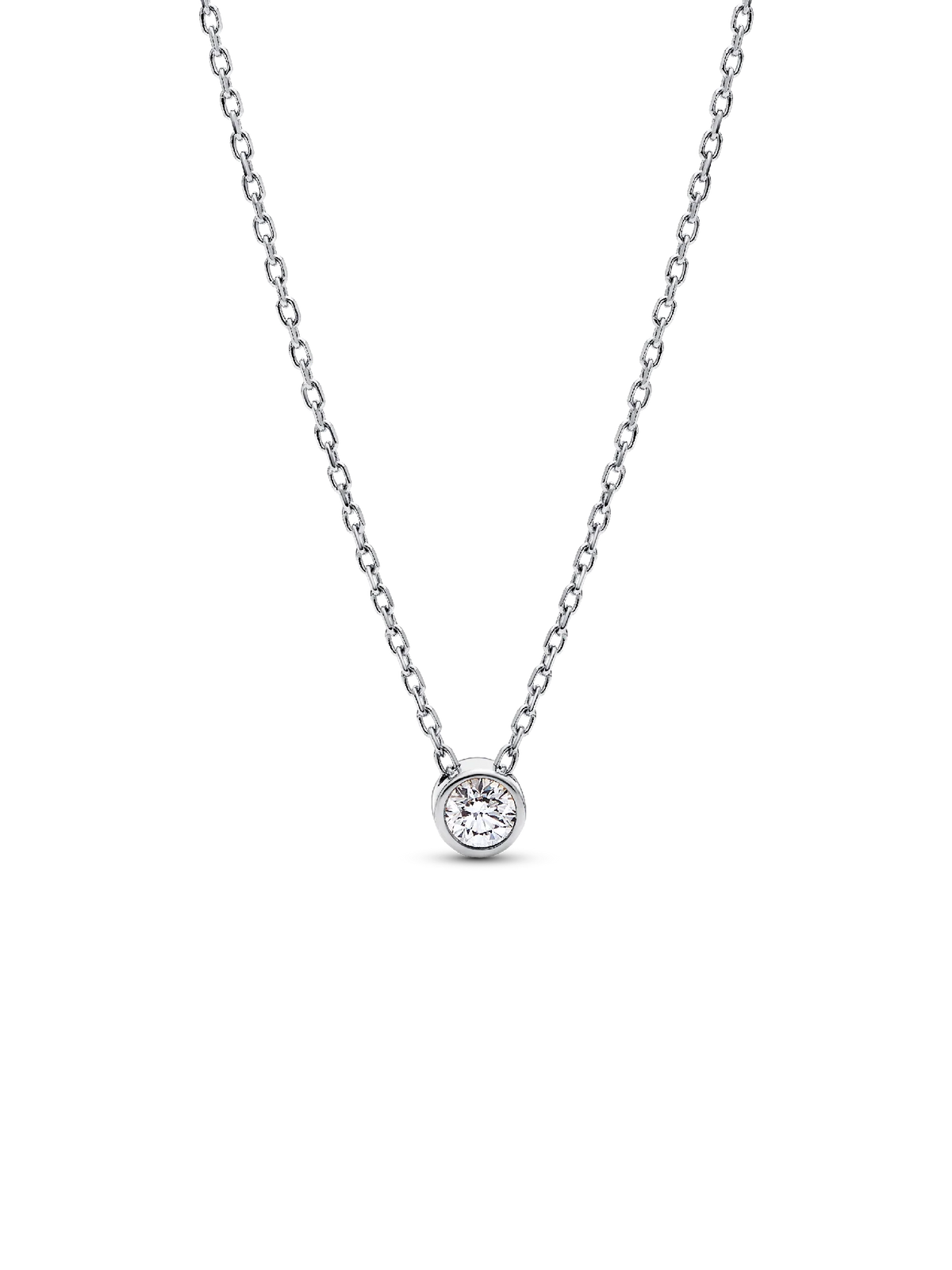 Pandora Era Bezel Sterling Silver Lab-grown Diamond Pendant Necklace