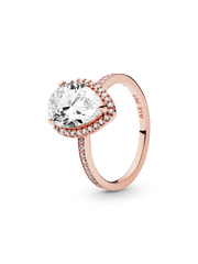 Sparkling Teardrop Halo Ring