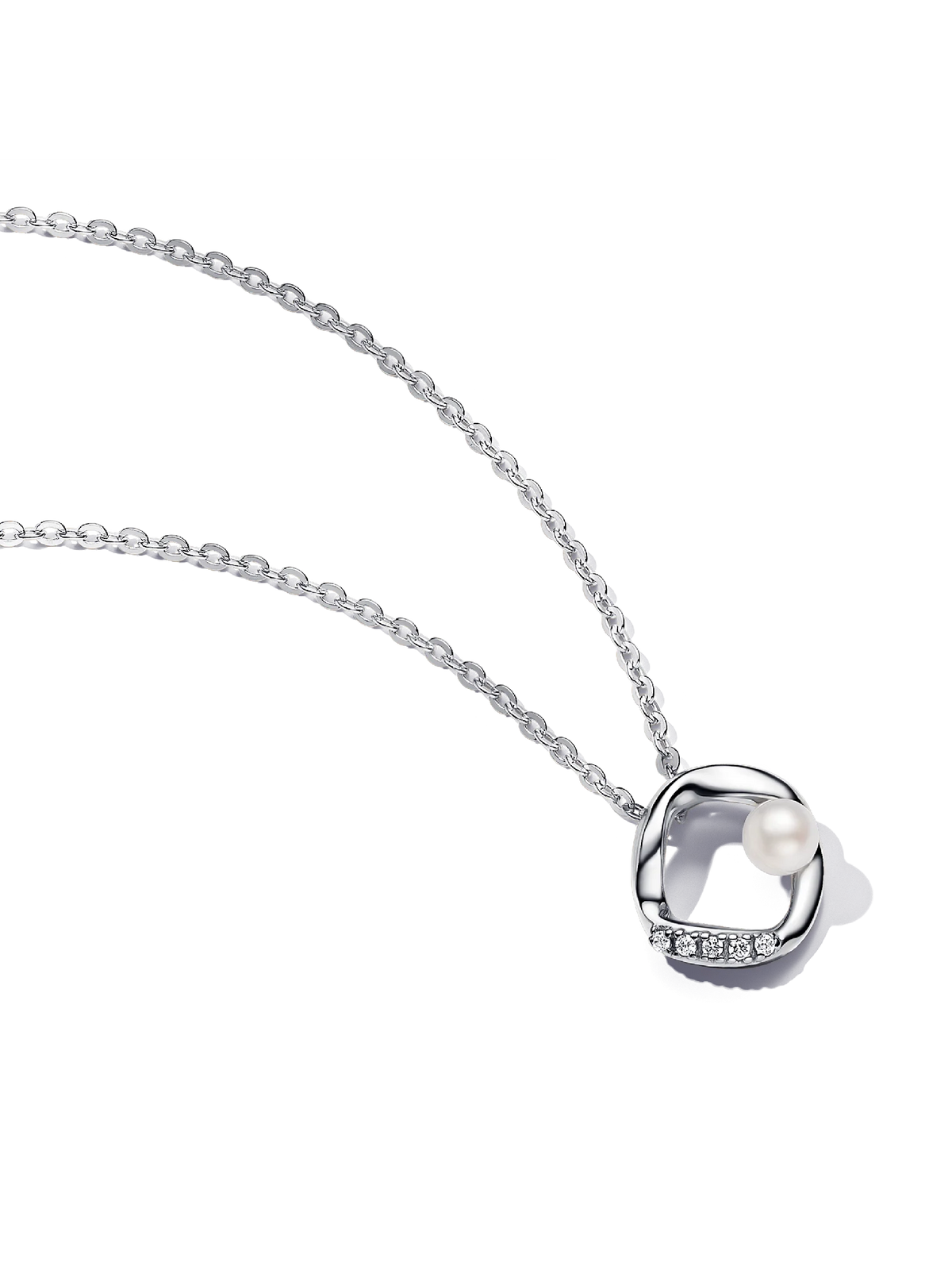 Organically Shaped Pavé Circle & Treated Freshwater Cultured Pearl Collier Necklace