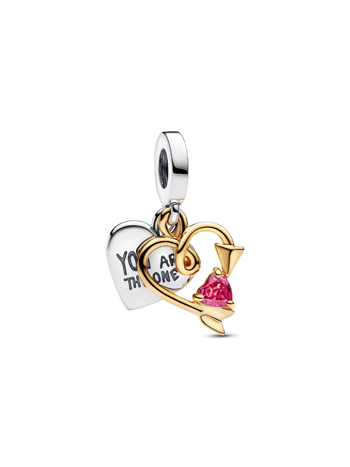 Engravable Heart & Arrow Double Dangle Charm