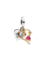 Engravable Heart & Arrow Double Dangle Charm
