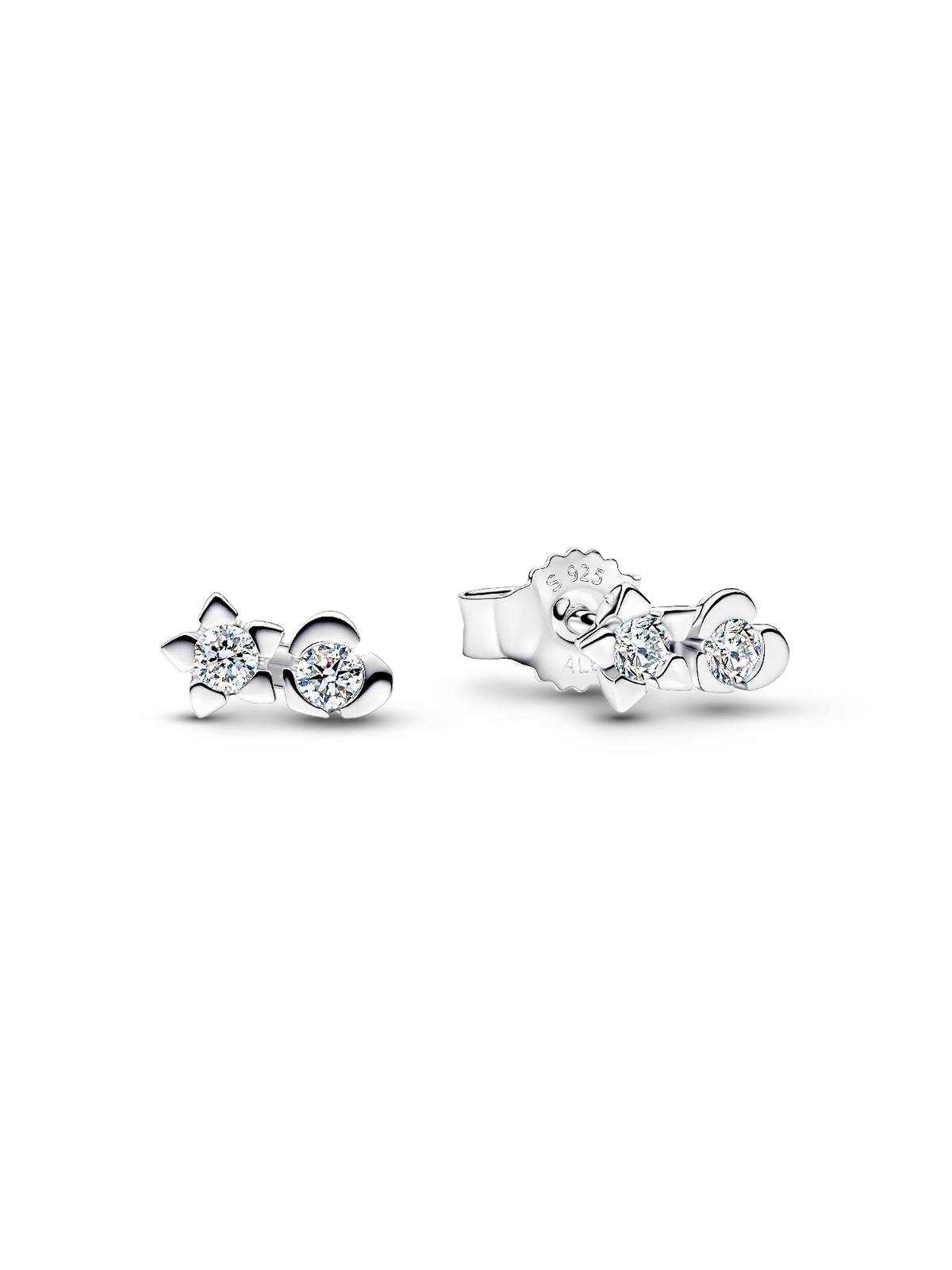 Pandora Talisman Sterling Silver Lab-Grown Diamond Heart & Star Stud Earrings
