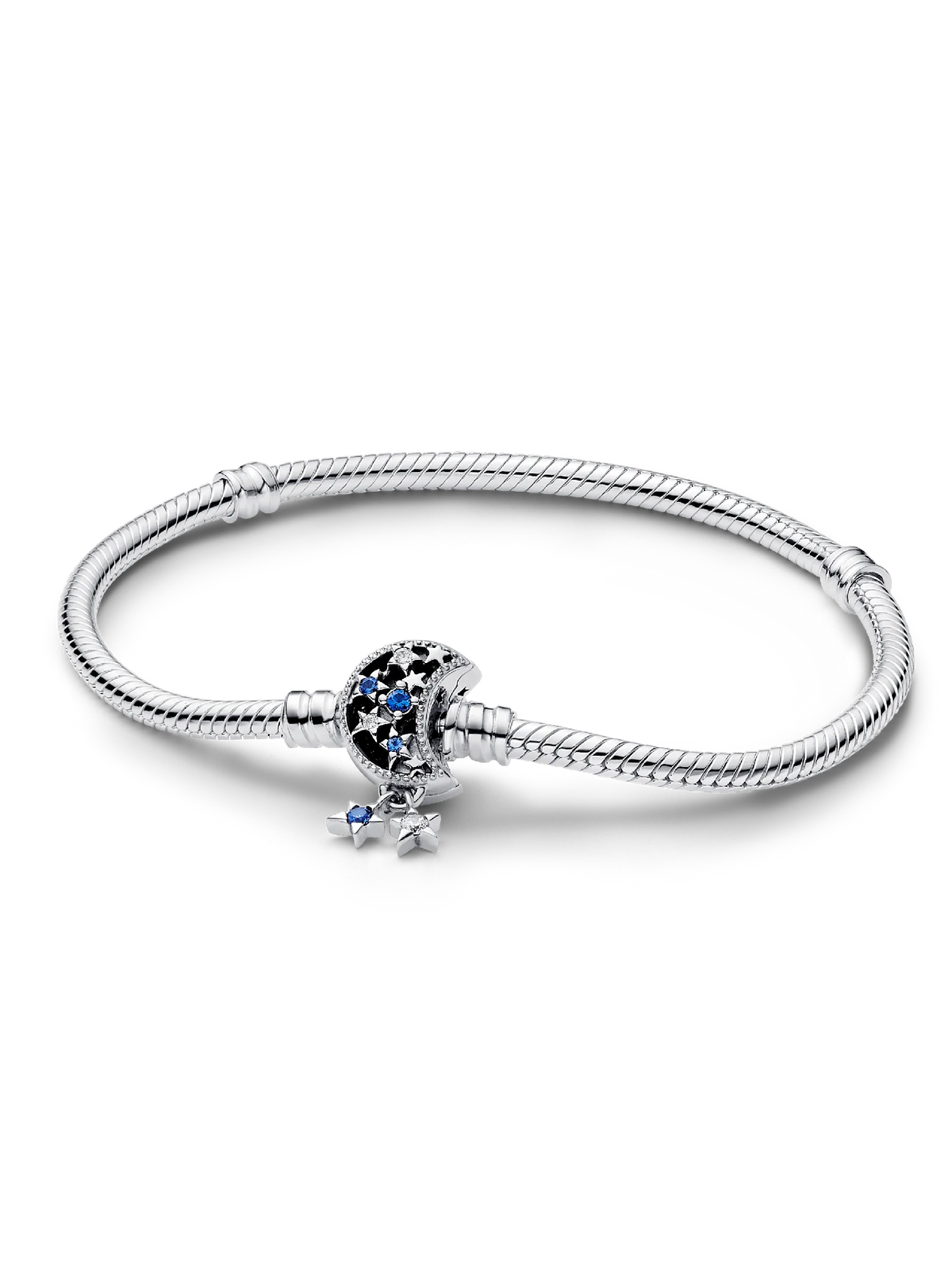 Pandora Moments Sparkling Moon Clasp Snake Chain Bracelet