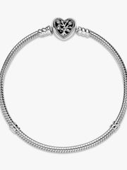Pandora Moments Family Tree Heart Clasp Snake Chain Bracelet