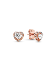 Sparkling Elevated Heart Stud Earrings