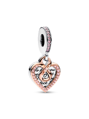 Two-tone Infinity Heart Double Dangle Charm