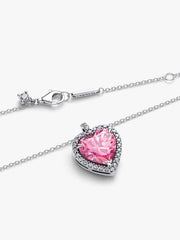 Pink Halo Heart Collier Necklace