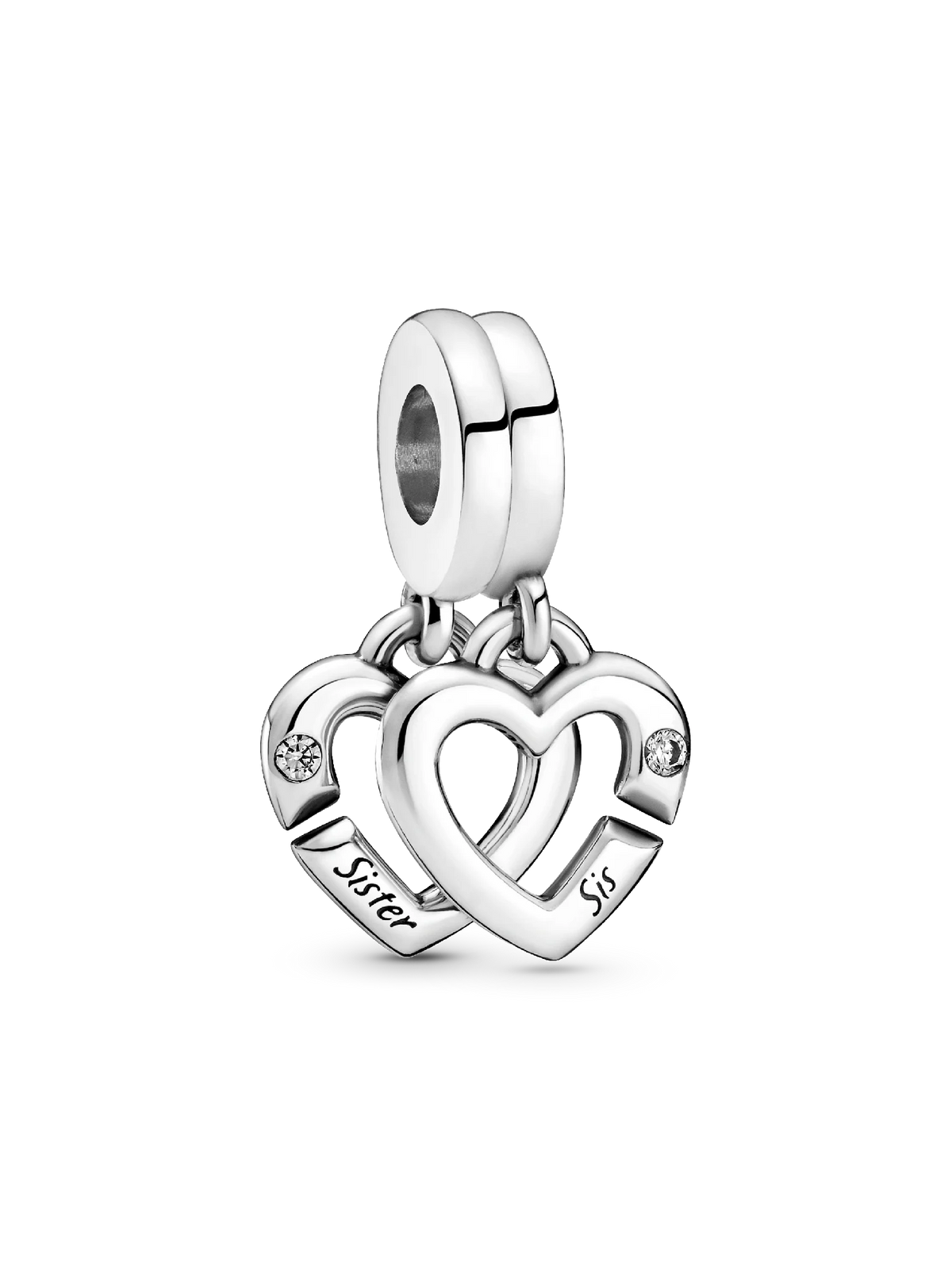 Linked Sister Hearts Split Dangle Charm