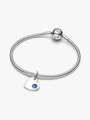 June Engravable Heart White Stone Dangle Charm