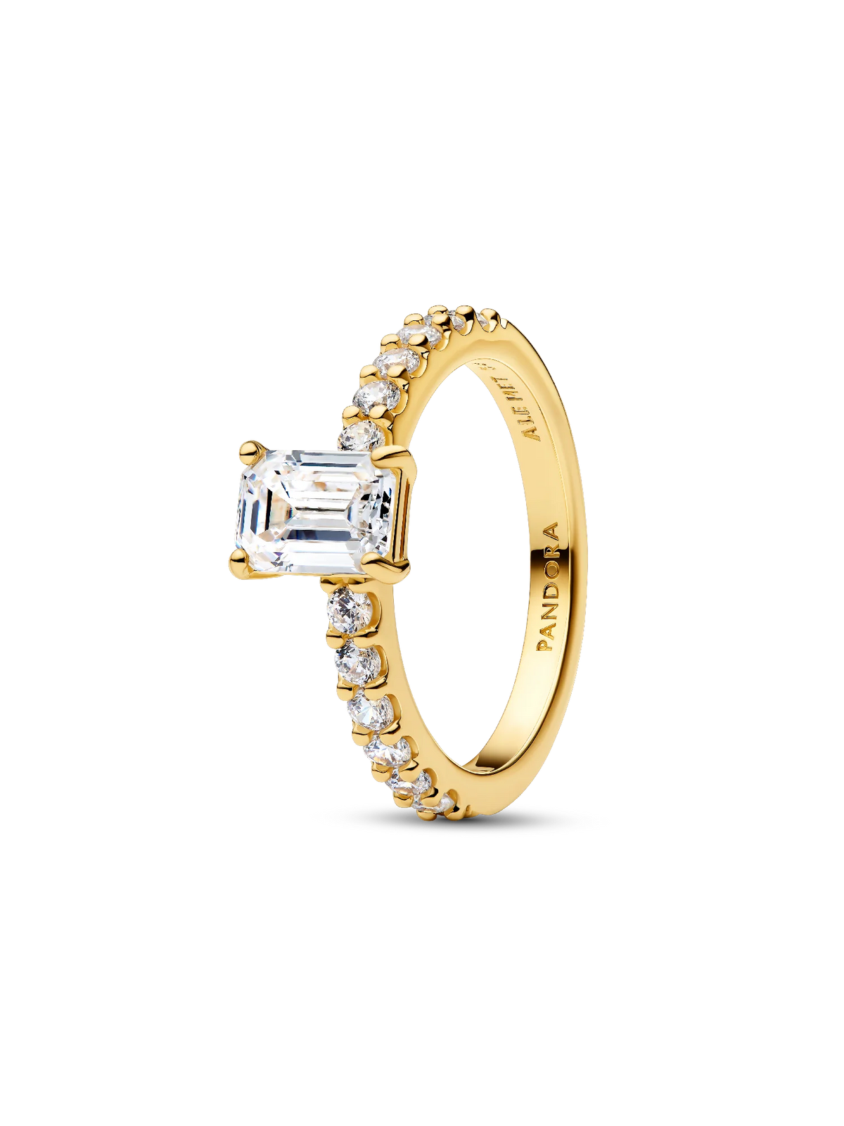 Rectangular Sparkling Green Halo Ring