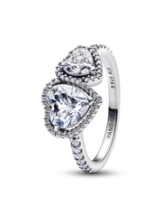 Sparkling Halo Hearts Ring