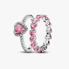 Pink Heart to Hearts Ring Set